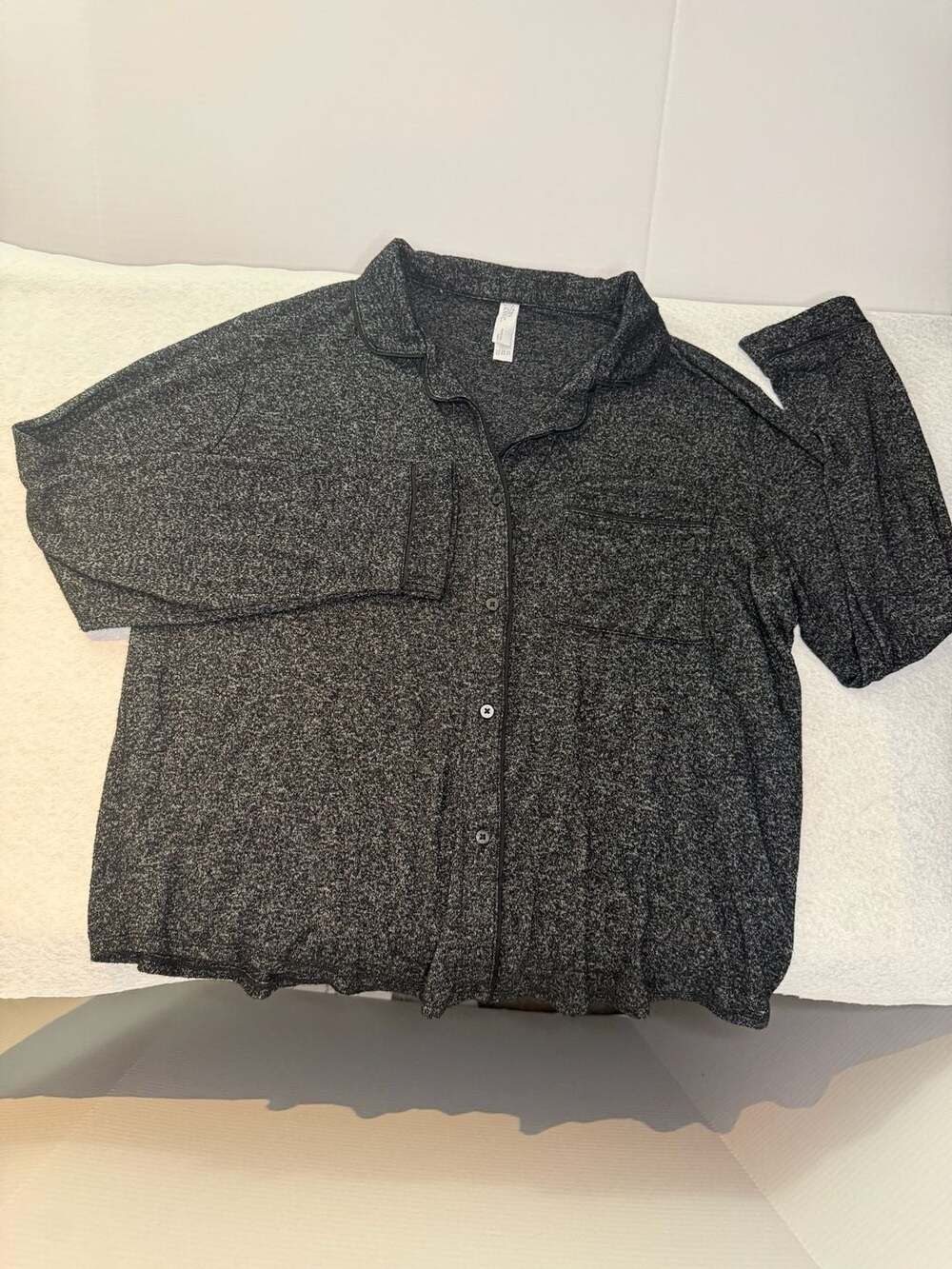 Stars Above Perfectly Cozy Pjs Black Heather Long Sleeve Button Down Top/Pants
